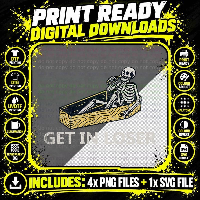 Get in Loser Coffin Goth Clothes Occult Gothic Emo Png SVG Digital Bundle