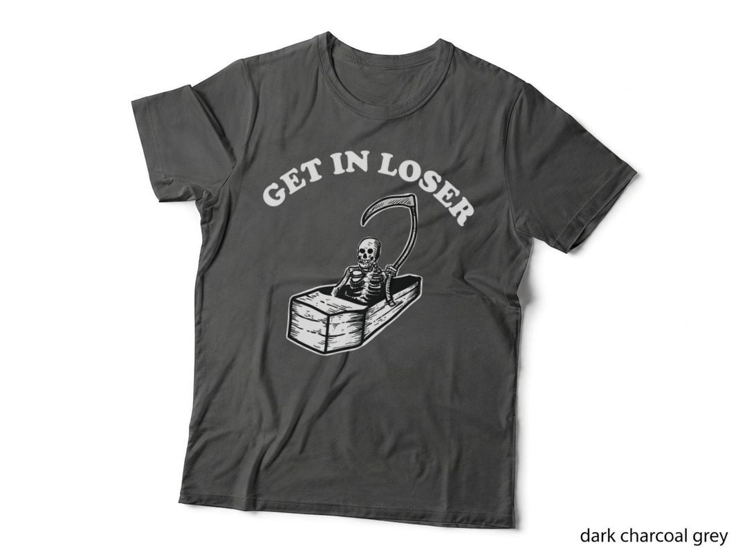 Get in Loser Grim Reaper Coffin Pastel Goth Halloween Skull T-Shirt