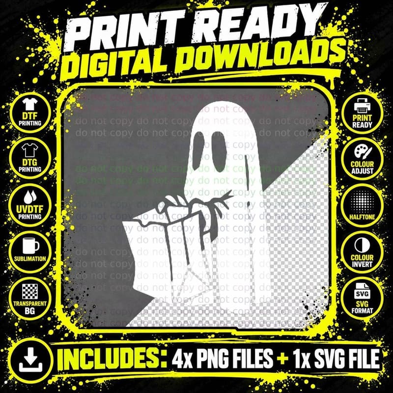 Ghost Pocket Halloween Costume Funny Spirit Ghoul Png SVG Digital Bundle