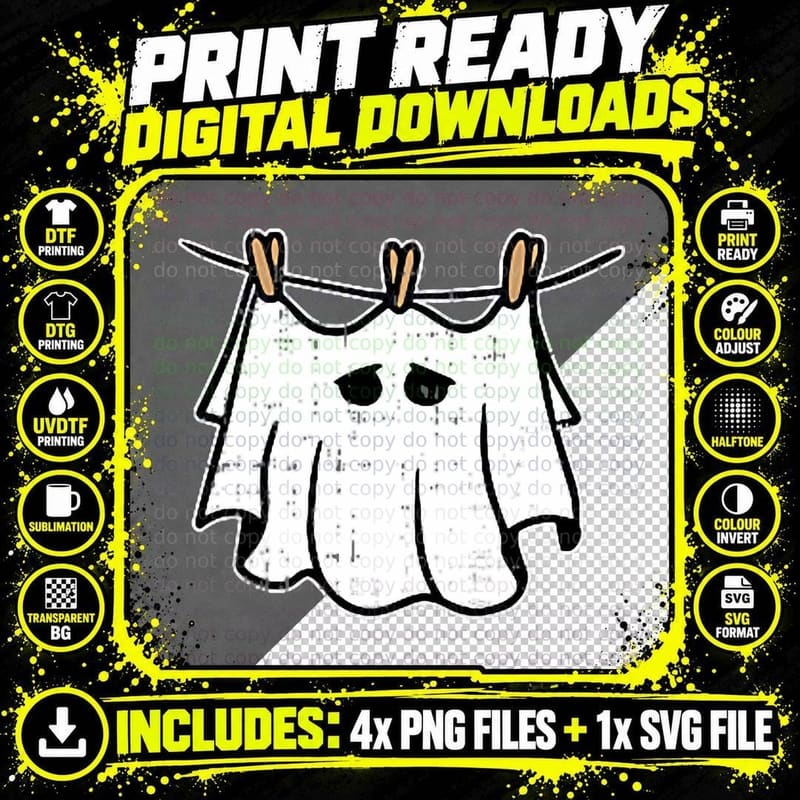 Ghost Pocket Hanging Halloween Costume Funny Ghoul Png SVG Digital Bundle