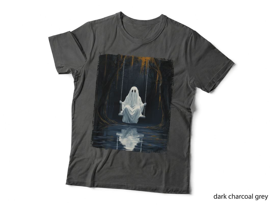 Ghost on Swing Spooky Art Costume Cute Halloween Ghost T-Shirt