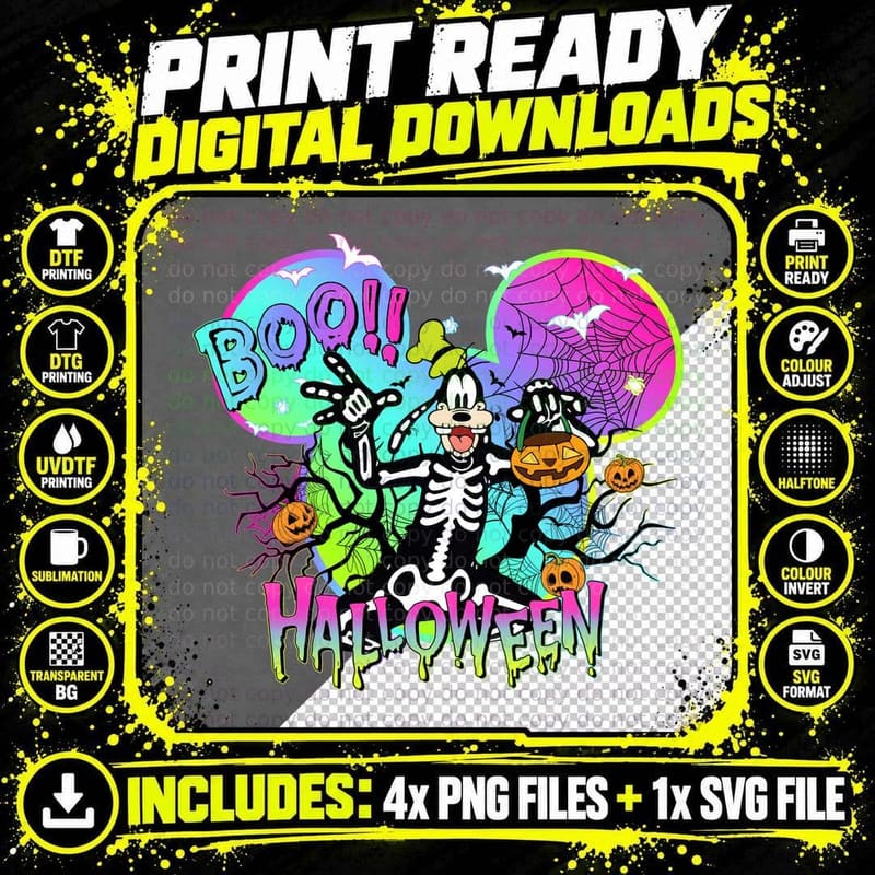 Goofy Halloween Skeleton Costume T-Shirt, Spooky Png SVG Digital Bundle