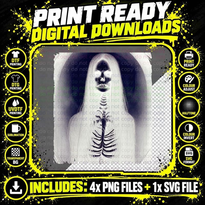 Goth Aesthetic Grunge Occult Emo Satanic Girl Horror Png SVG Digital Bundle