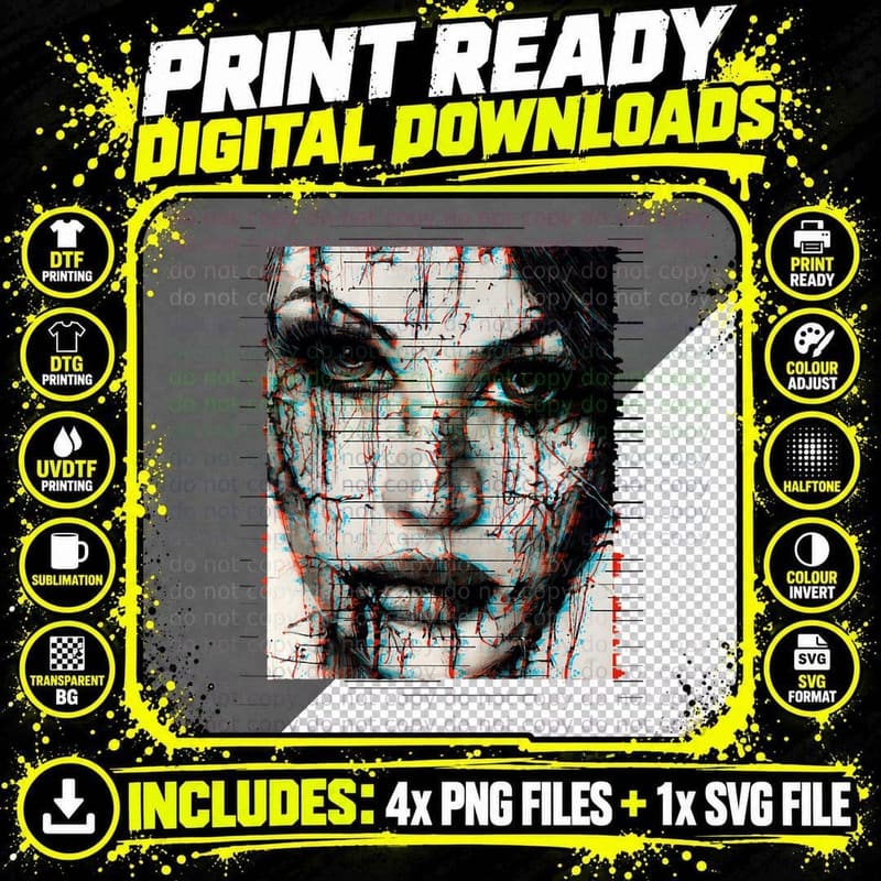 Goth Aesthetic Grunge Occult Emo Satanic Glitch Art Png SVG Digital Bundle