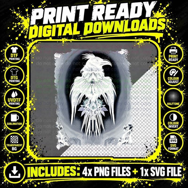 Goth Aesthetic Grunge Occult Emo Satanic Witch Raven Png SVG Digital Bundle