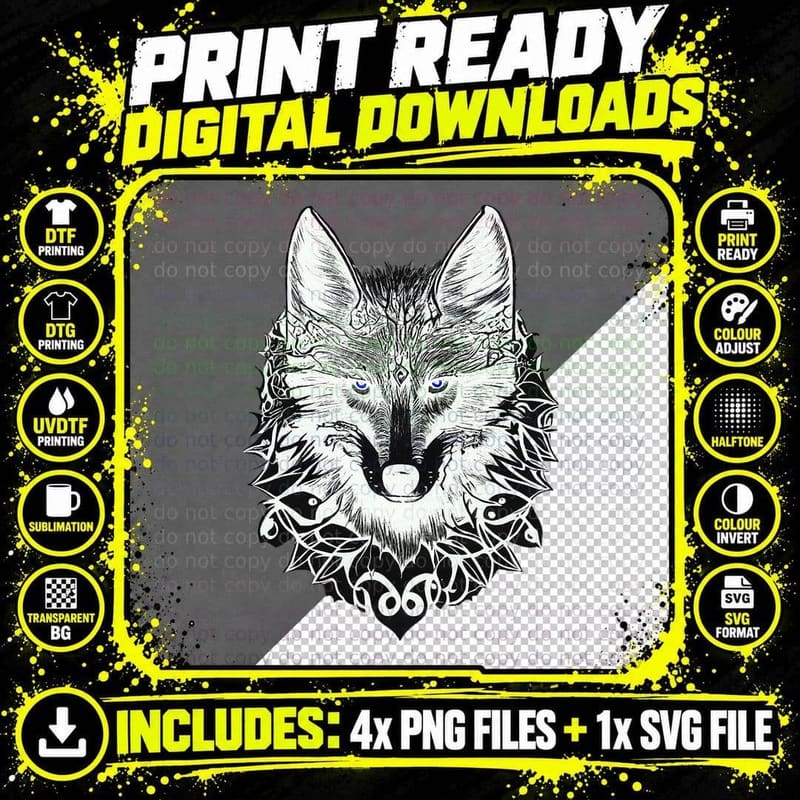 Goth Wolf, Dark Aesthetic, Alternative Fashion Png SVG Digital Bundle