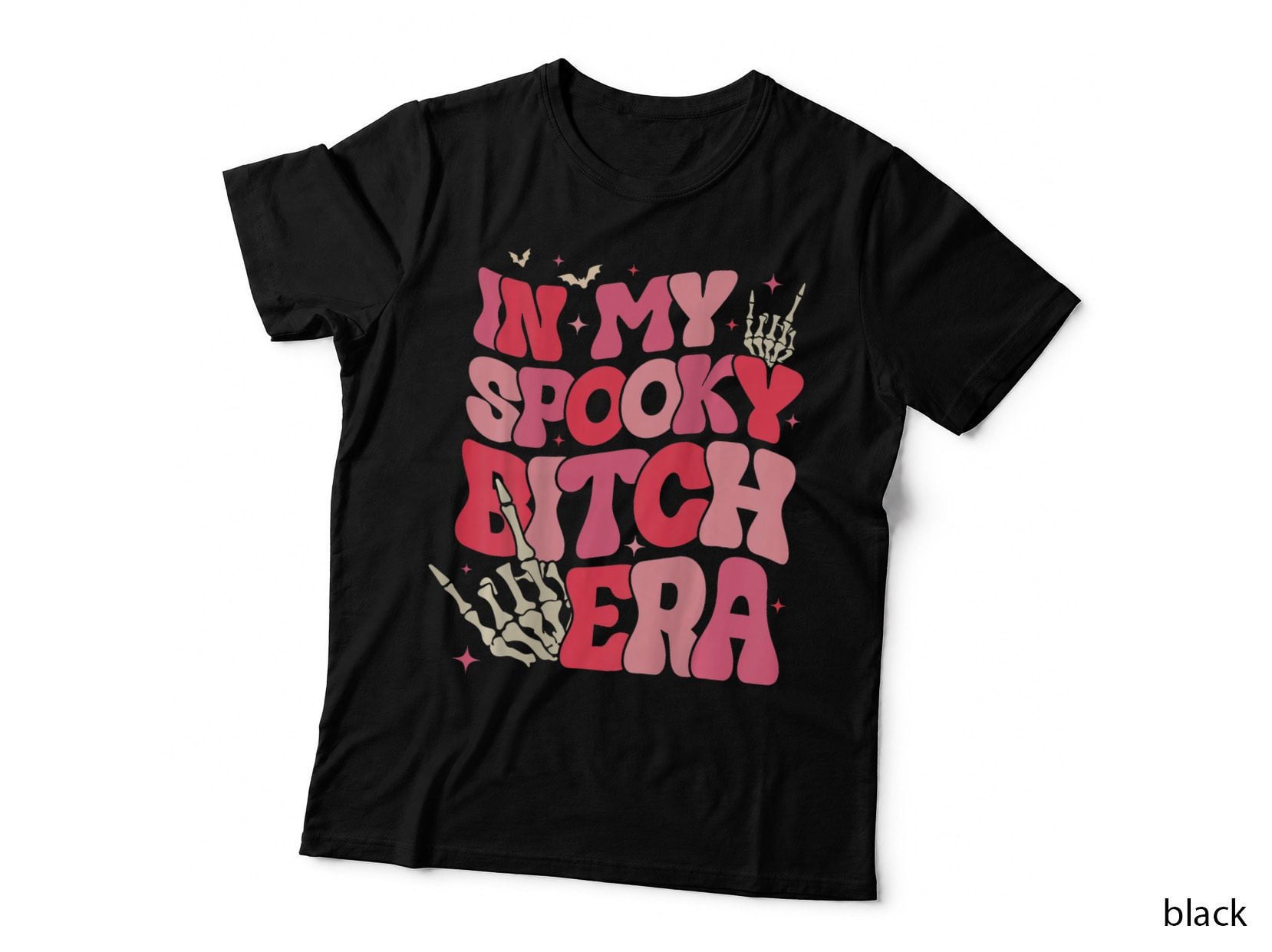 Groovy in My Spooky Bitch Era Skeleton Hand Hallowe(on Back) T-Shirt