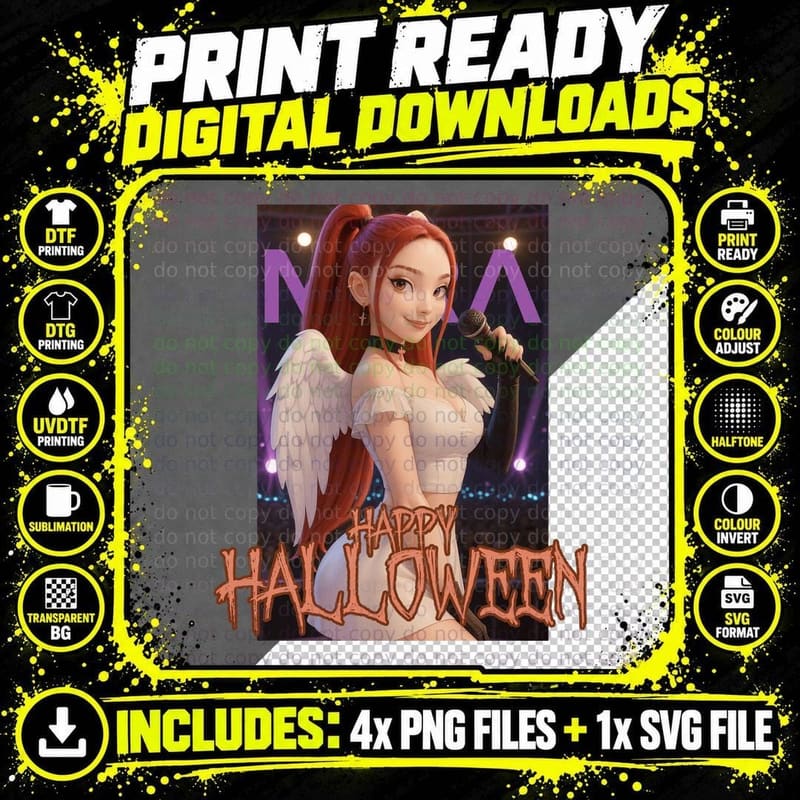 Halloween Angel Wings T-Shirt, Musician Costume Theme Png SVG Digital Bundle