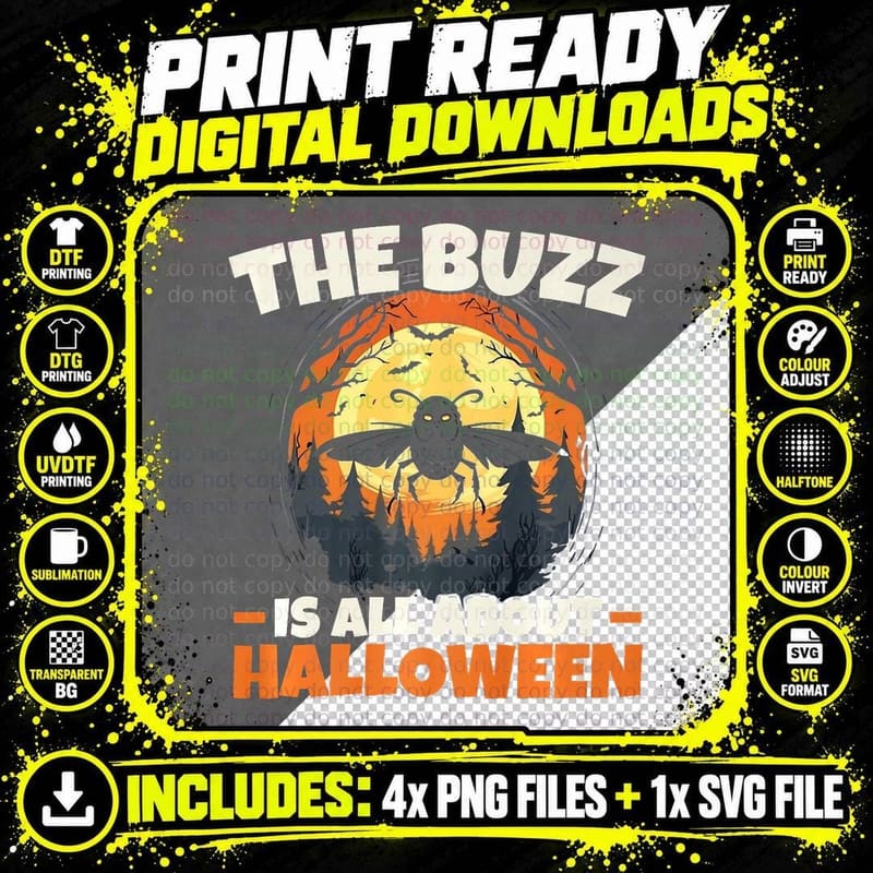 Halloween Bees Trick or Treat Insect Spooky Honeybee Png SVG Digital Bundle