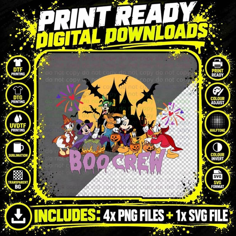 Halloween Boo Crew T-Shirt, Witchy Costume Party Png SVG Digital Bundle