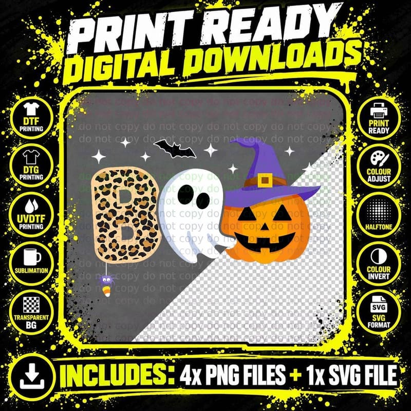 Halloween Boo Spooky Season Ghost Witch Women Toddler Png SVG Digital Bundle