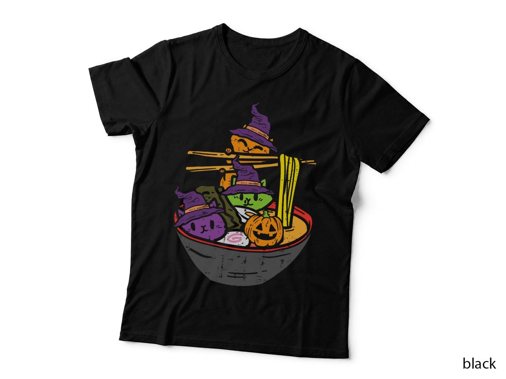 Halloween Cats Ramen Japanese Noodles Food Men Women Kids T-Shirt
