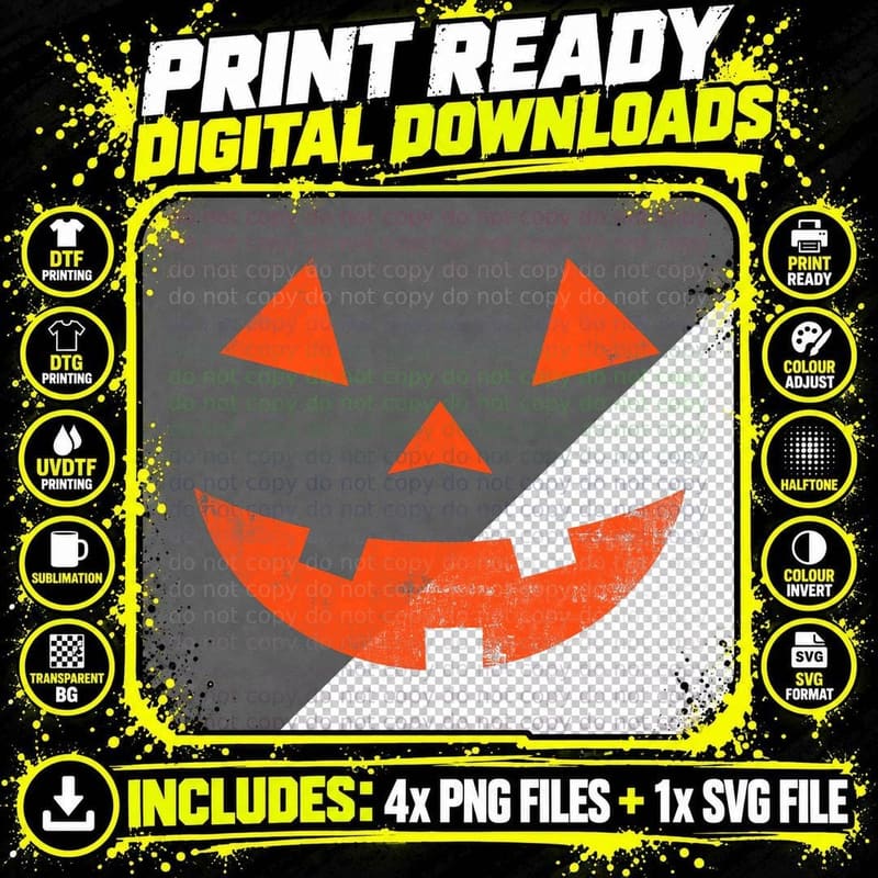 Halloween Costume Jack O' Lantern Pumpkin Face Women Men Png SVG Digital Bundle