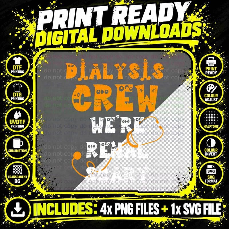Halloween Dialysis Shirts Tech Kidney Nurse Crew Renal Png SVG Digital Bundle