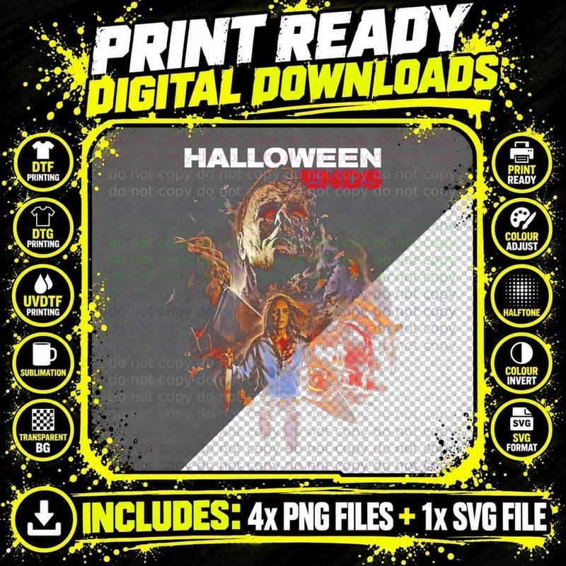 Halloween Ends Michael Myers Halftone T-Shirt Png SVG Digital Bundle