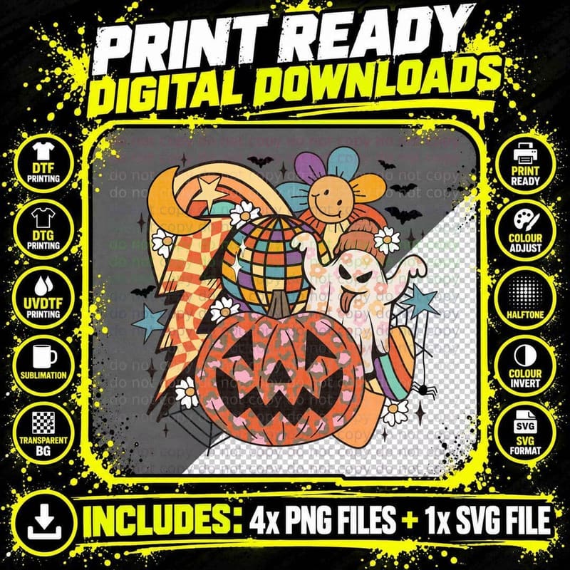 Halloween Ghost Pumpkin Party Toddler Kids T-Shirt Png SVG Digital Bundle