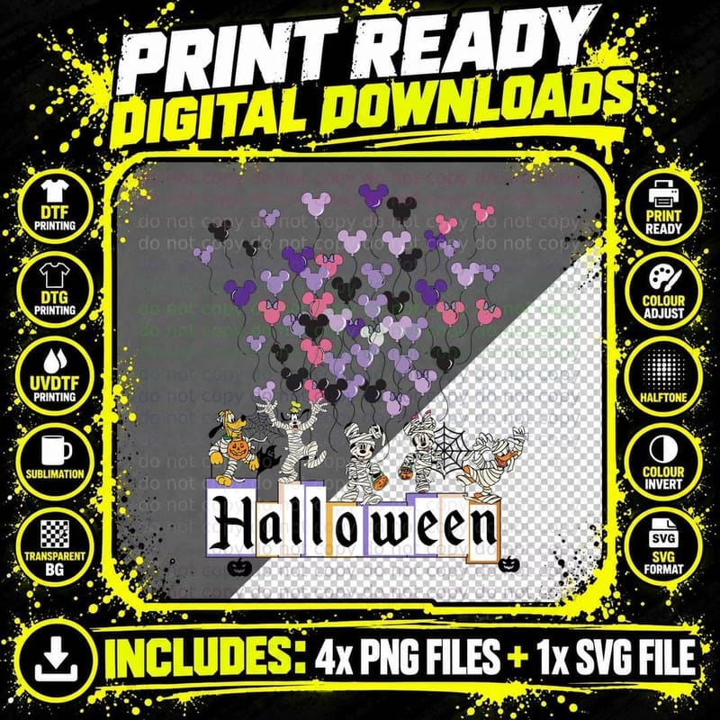 Halloween Mickey Mouse Costume T-Shirt, Spooky Party Png SVG Digital Bundle