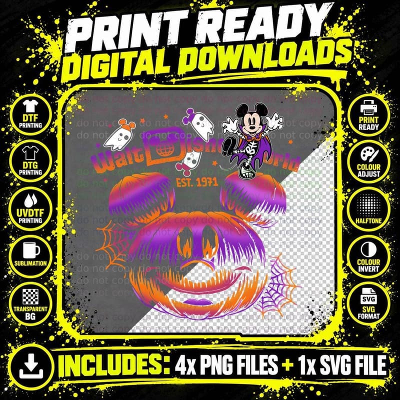 Halloween Mickey Pumpkin T-Shirt, Themed Costume Print Png SVG Digital Bundle