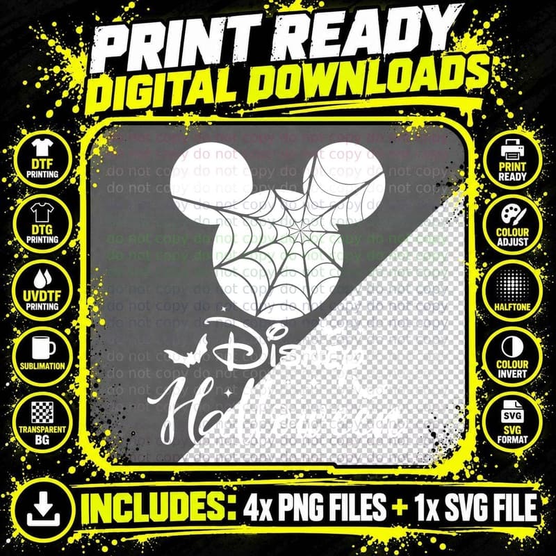 Halloween Mickey Spider Web T-Shirt, Spooky Png SVG Digital Bundle
