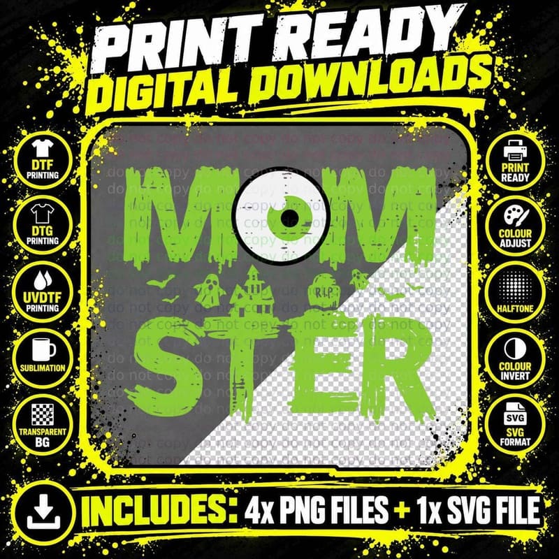 Halloween Mom Momster Eyeball Fun Family Costume Mama Png SVG Digital Bundle