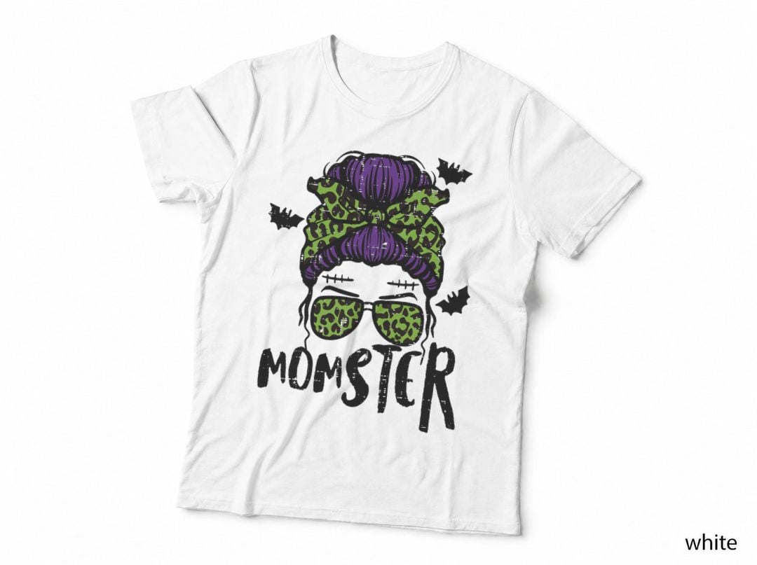 Halloween Momster Messy Bun Monster Mom Costume Mommy Mama T-Shirt