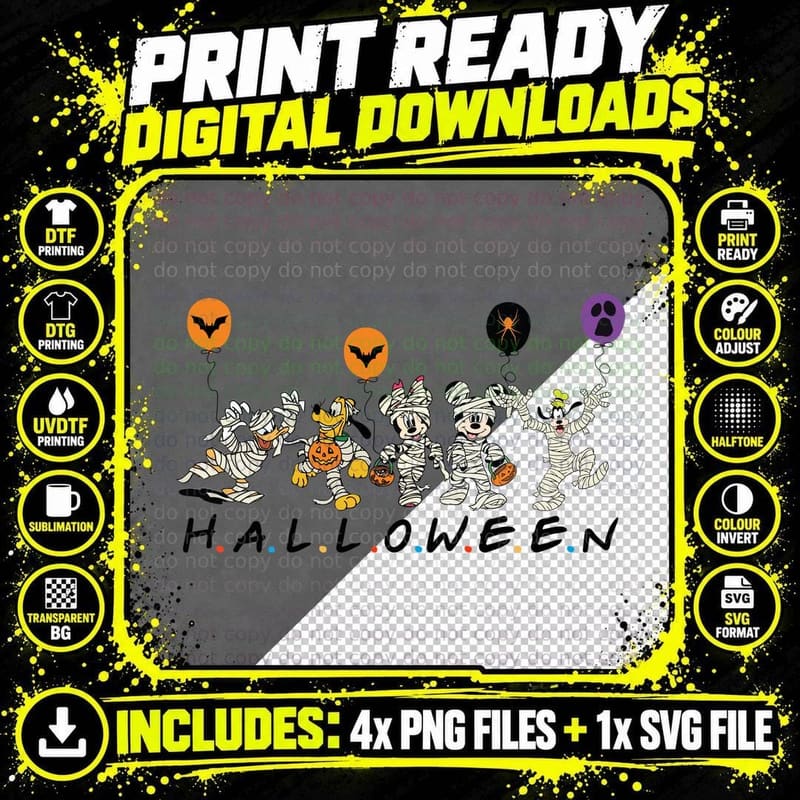 Halloween Mummy Costume T-Shirt, Classic Cartoon Png SVG Digital Bundle