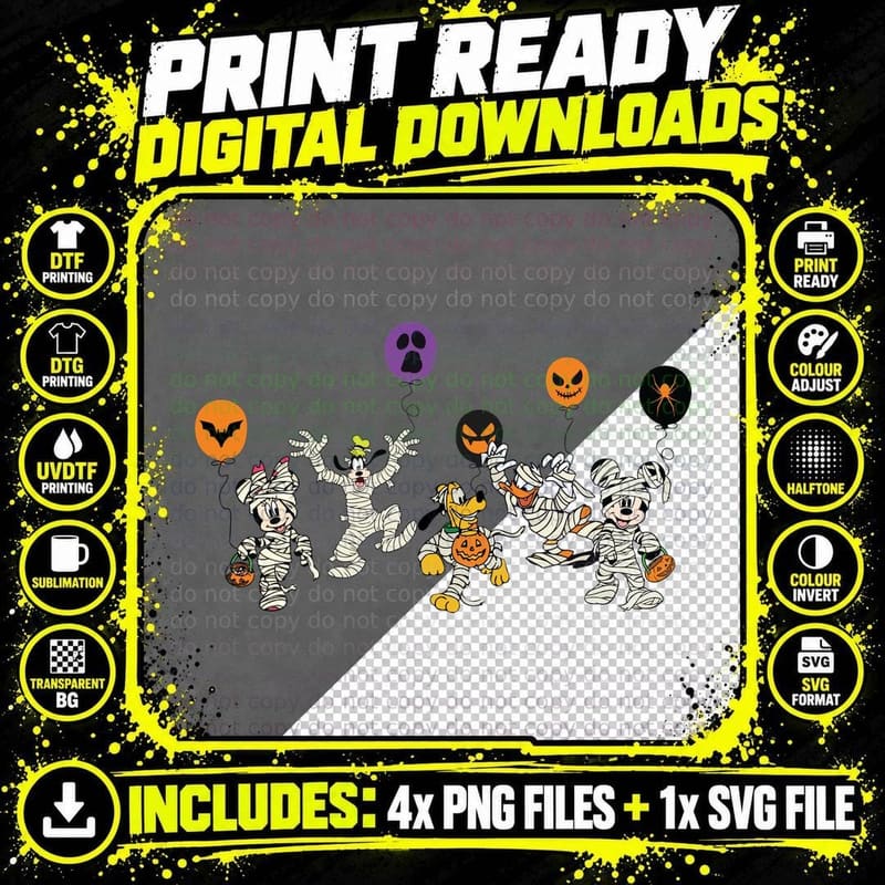 Halloween Mummy Mickey T-Shirt, Spooky Costume Png SVG Digital Bundle