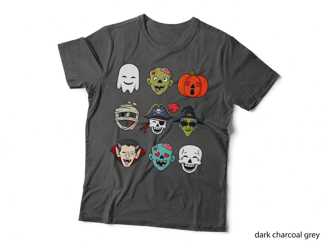Halloween Pirate Skeleton Zombie Mummy Funny Faces Boys Kids T-Shirt