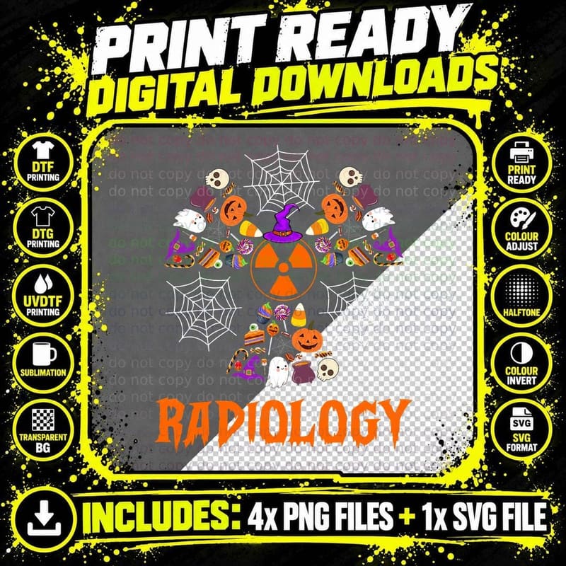 Halloween Radiology X-Ray Tech Radiology Department Png SVG Digital Bundle