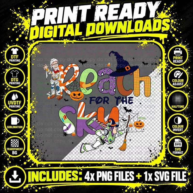 Halloween Reaching for the Sky T-Shirt Png SVG Digital Bundle