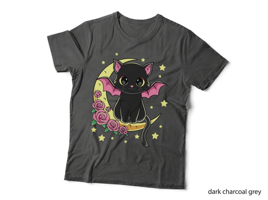 Halloween Scary Black Cat Moon for Kids Girls, Spooky Costume T-Shirt