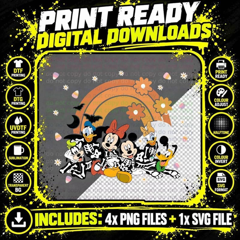 Halloween Skeletons T-Shirt, Spooky Costume Png SVG Digital Bundle