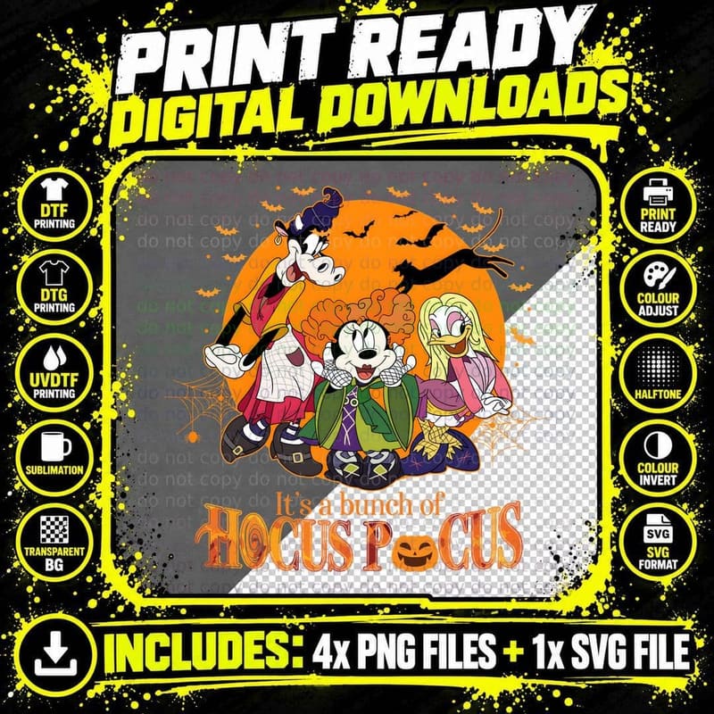 Halloween T-Shirt, Witchy Mickey, Spooky Costume Print Png SVG Digital Bundle