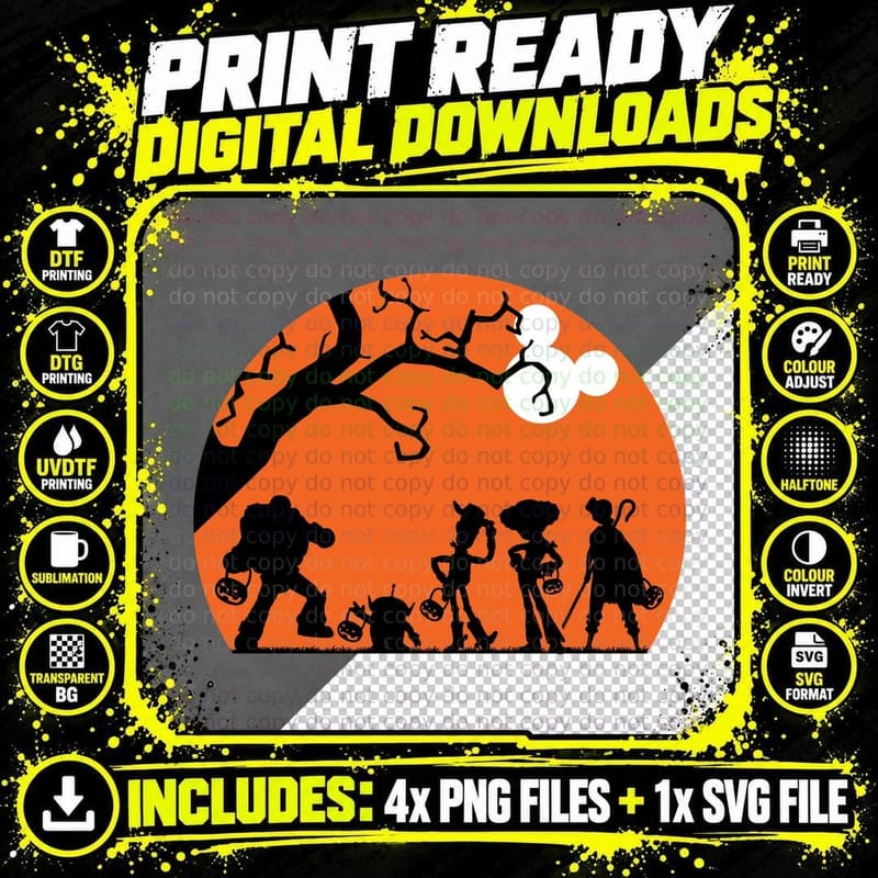 Halloween Toy Story Costume Tee, Spooky Silhouette Art Png SVG Digital Bundle