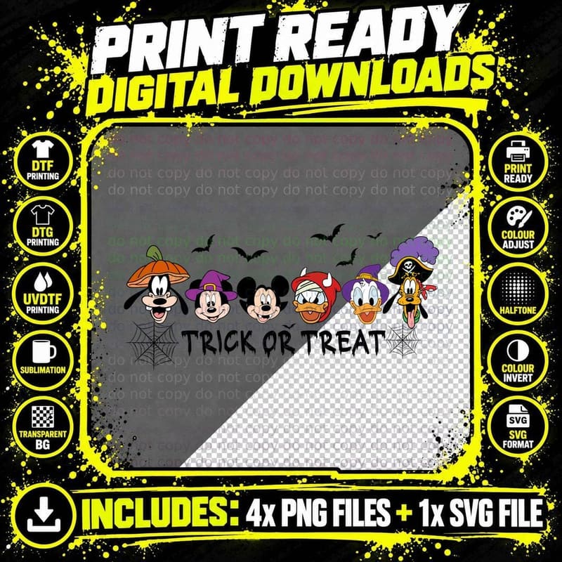 Halloween Trick or Treat T-Shirt, Costume Party Apparel Png SVG Digital Bundle