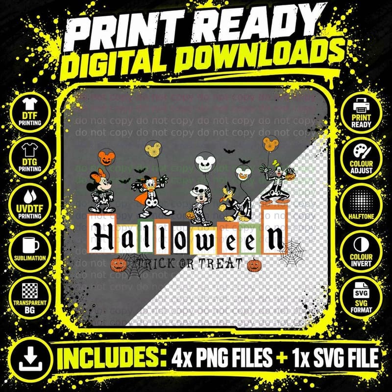 Halloween Trick or Treat T-Shirt, Themed Apparel Png SVG Digital Bundle