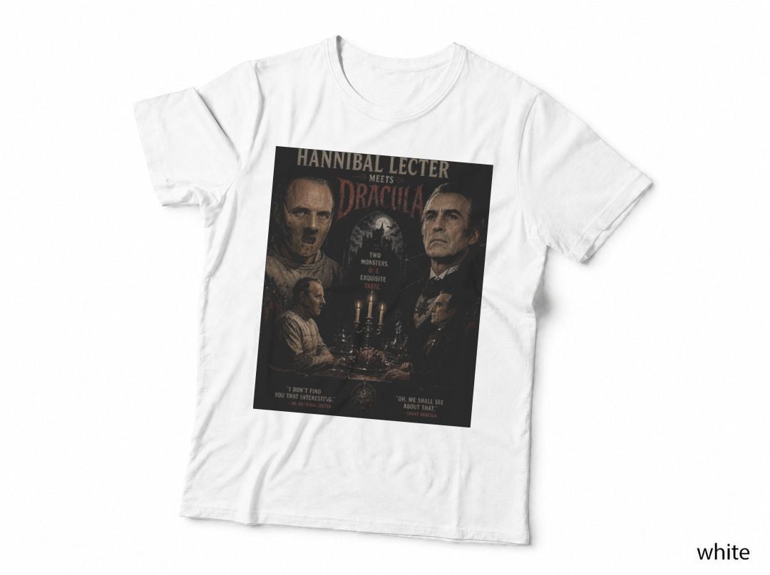 Hannibal Lecter Dracula Vintage Gothic Horror Vampire Classic Halftone T-Shirt