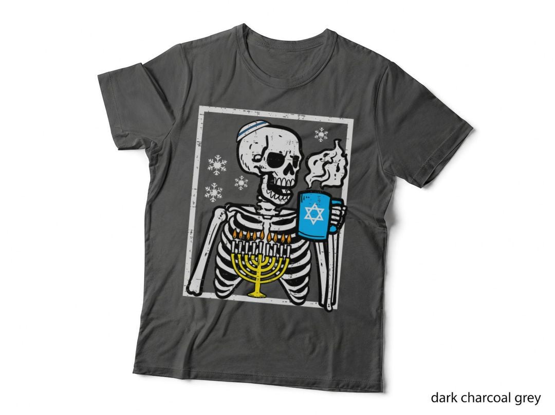 Hanukkah Skeleton Coffee Chanukah Jewish Festival Men Women T-Shirt