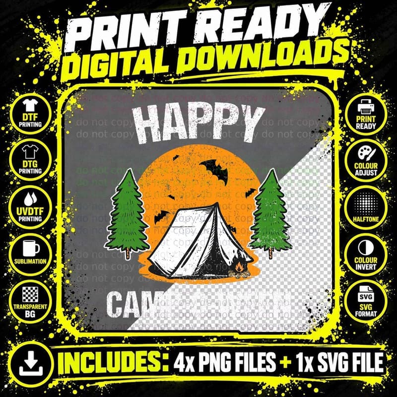 Happy Camp O Ween Funny Camping Halloween, Men, Couples Png SVG Digital Bundle