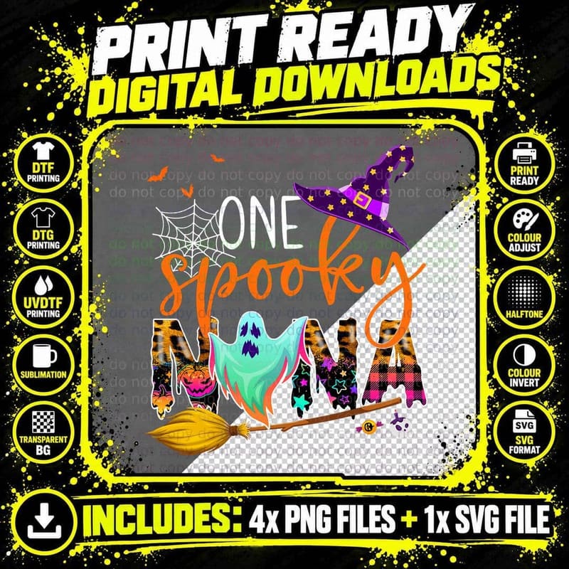 Happy Halloween One Spooky Nana Funny Nana Costume Png SVG Digital Bundle
