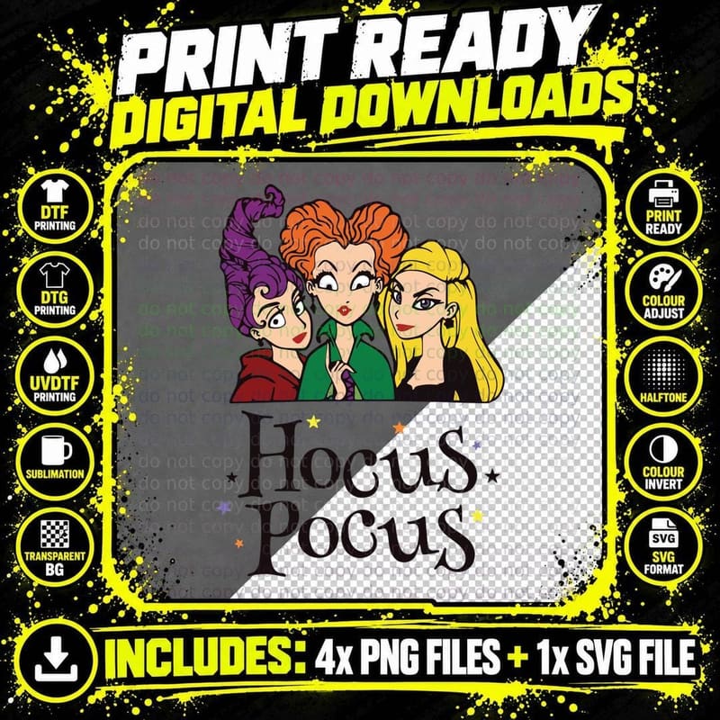 Hocus Pocus Sanderson Sisters T-Shirt Png SVG Digital Bundle