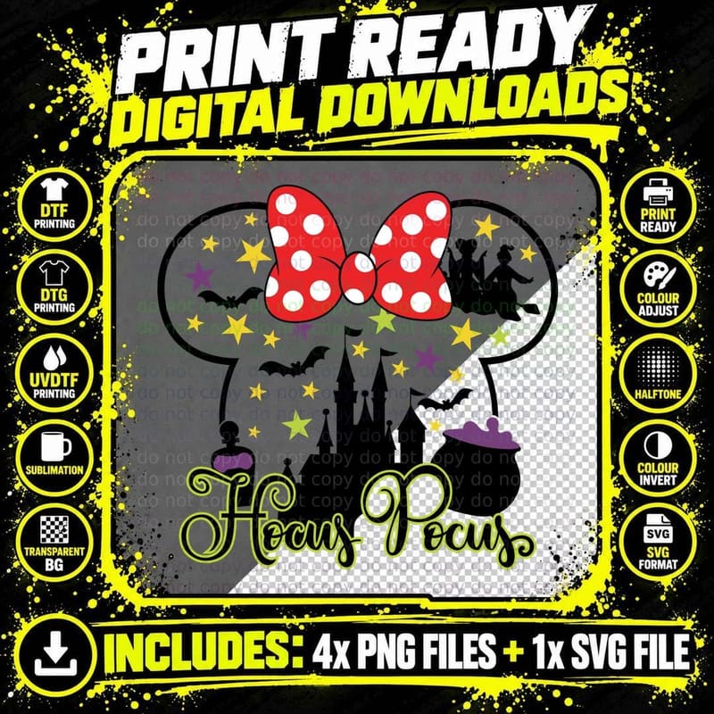 Hocus Pocus T-Shirt, Halloween Witchcraft, Fan Apparel Png SVG Digital Bundle