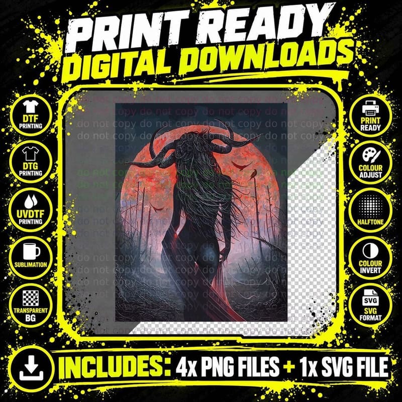 Horror Art Goth Girl Succubus Psychobilly Punk Gothic Png SVG Digital Bundle