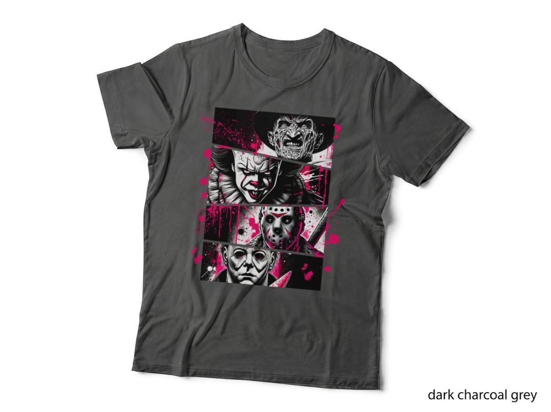 Horror Movie Villains T-Shirt, Scary Halloween Costume, Creepy Fan Gift