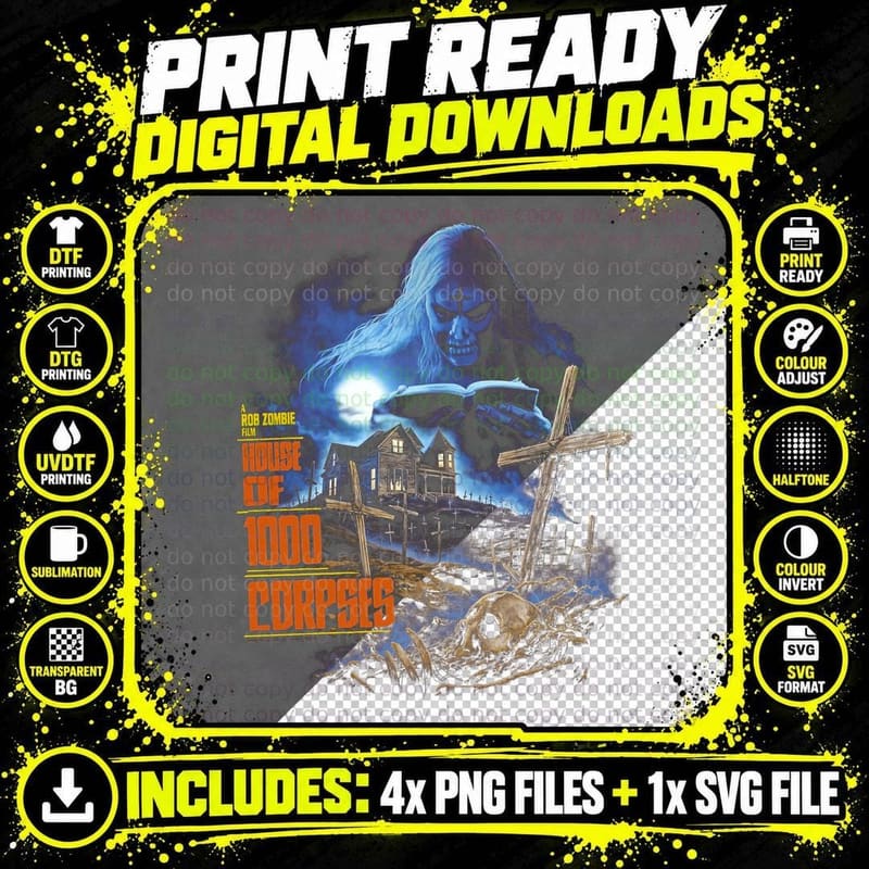 House of 1000 Corpses Halftone T-Shirt Png SVG Digital Bundle