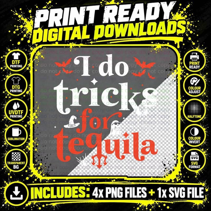 I Do Tricks for Tequila Shirt Halloween Drinking Women Png SVG Digital Bundle