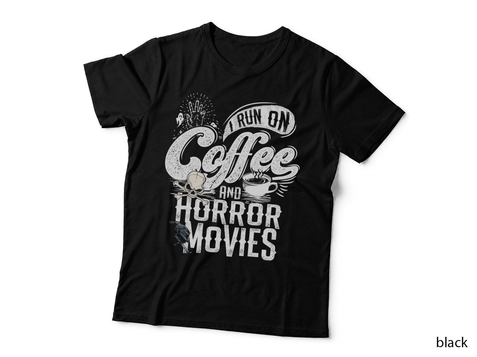 I Run on Coffee and Horror Movies Scary Halloween Twisted T-Shirt