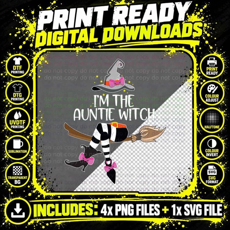 I'm the Auntie Witch Shirt Halloween Matching Group Png SVG Digital Bundle