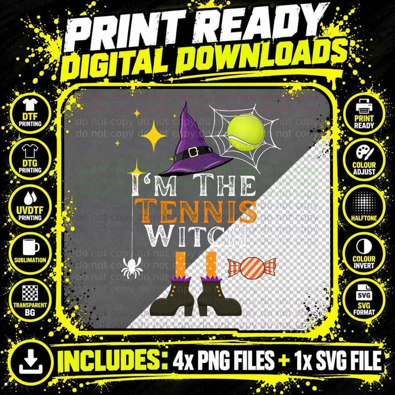 I'm the Tennis Witch Halloween Costume Matching Tennis Png SVG Digital Bundle