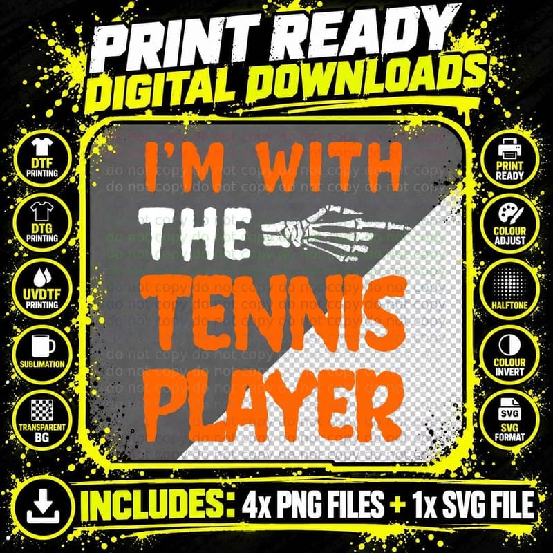 I'm with the Tennis Player Last Minute Halloween Costume Png SVG Digital Bundle